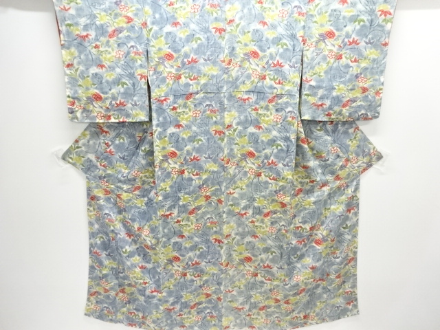 JAPANESE KIMONO / ANTIQUE KIMONO / TAISHO ROMAN STYLE / KINSHA / FLORAL PLANTS